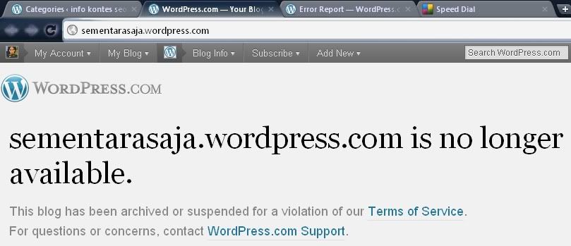 tampilan blog yang diblokir oleh wordpress tampilanblogsayakalaudibuka Blog Wordpress Saya Terblokir Karena Script