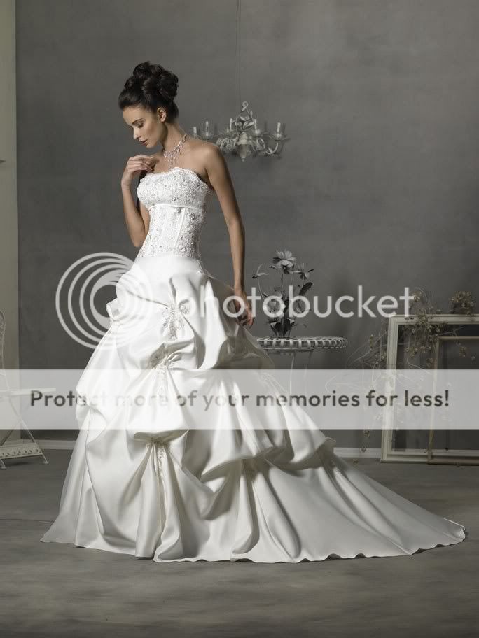 Storage A Line Strapless White ivory Court wedding dress Bridal Gown 