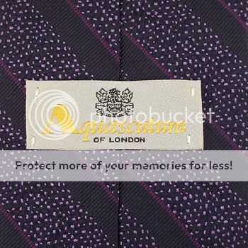 AQUASCUTUM Navy Purple Lilac Stripe Woven Tie EXC  